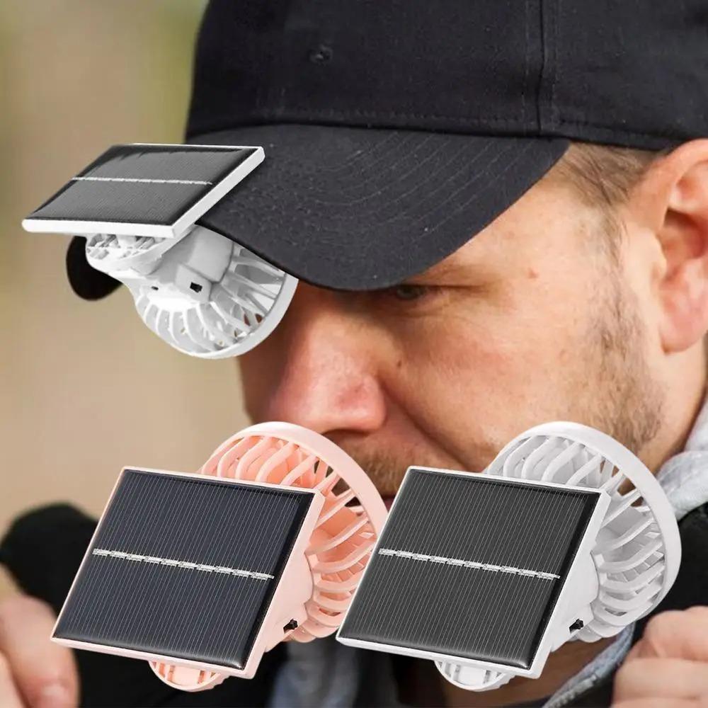 Solar Powered Hat Clip Fan USB Rechargeable Personal Fan Summer Cap Clip Cooler Fan
