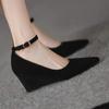 Fashion Wedges Shoes for Women 2024 Autumn New Casual and Fashionable Women's High Heels Comfortable and Versatile Pointed Toe Pumps
