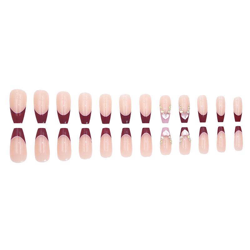 Летний свежий персиковый сердечный омбре нейл-арт с бриллиантовыми акцентами