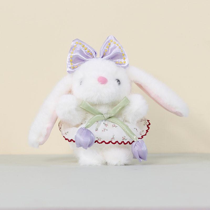 Cute Rabbit Plush Doll With Flower Decor For Bag Accessories