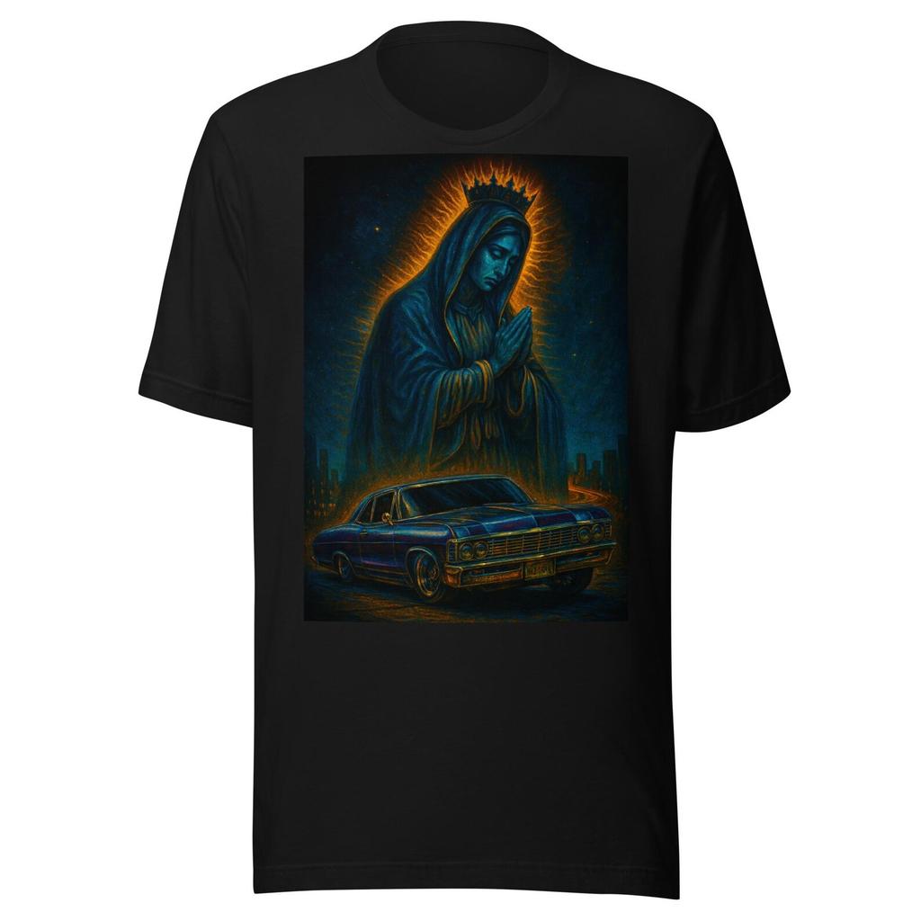 Virgen de Guadalupe Lowrider – Arte Chicano Nocturno Unisex t-shirt