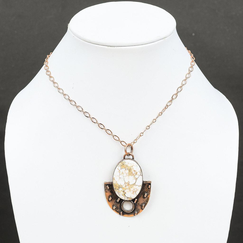 Wild Horse Magnesite Pendant Copper Pendant Handmade Pendant Wild Horse Magnesite Jewelry Gemstone Pendant For Gift Copper Design Jewelry