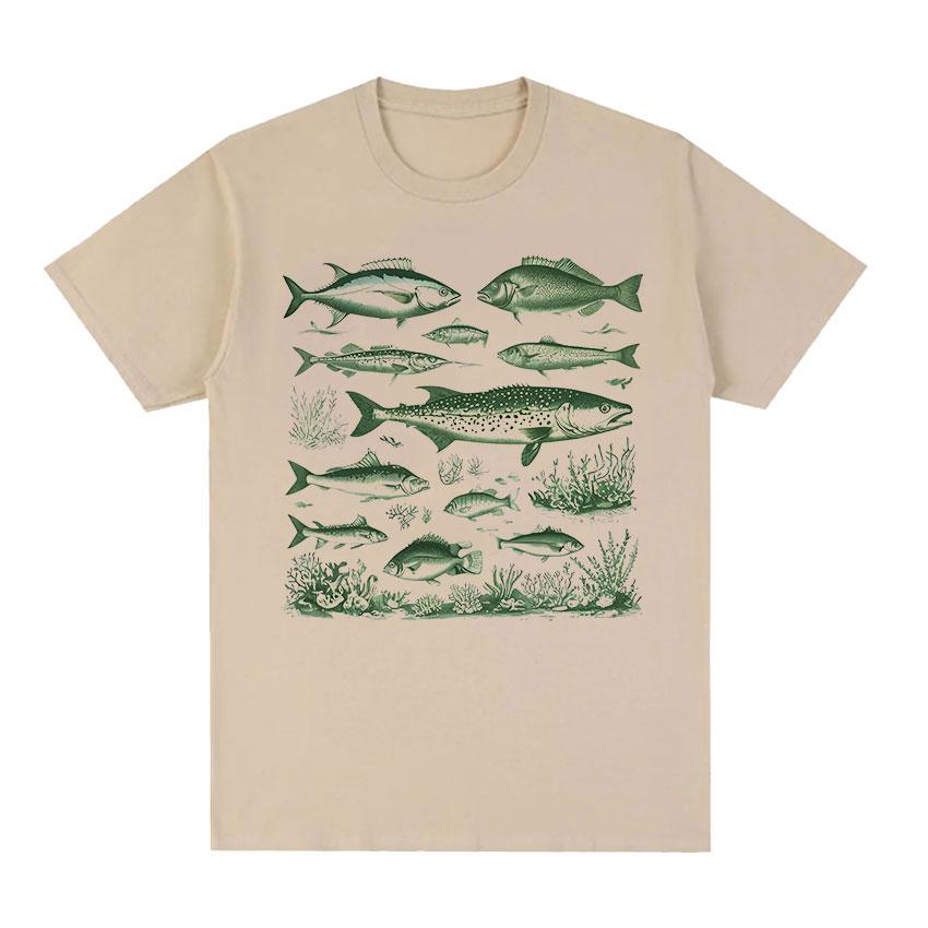 Футболка с забавной рыбкой и рисунком мема, мужская и женская футболка в стиле ретро, ​​модные футболки высокого качества, топы, повседневная футболка большого размера из 100% хлопка