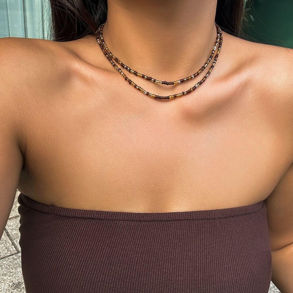 Shell Conch Shell Necklace Boho Style Sea Beach Starfish Pendant Necklace Bilayer Handmade Sea Turtle Beach Choker Vacation