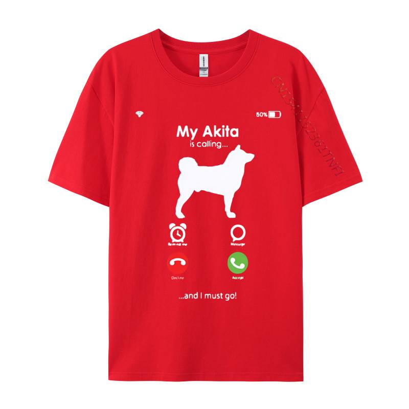 My Akita Is Calling And I Must Godog Love Tshirt Unisex Cotton Tshirts Unisex Retro Tops Newest Design Streetwear Unisex