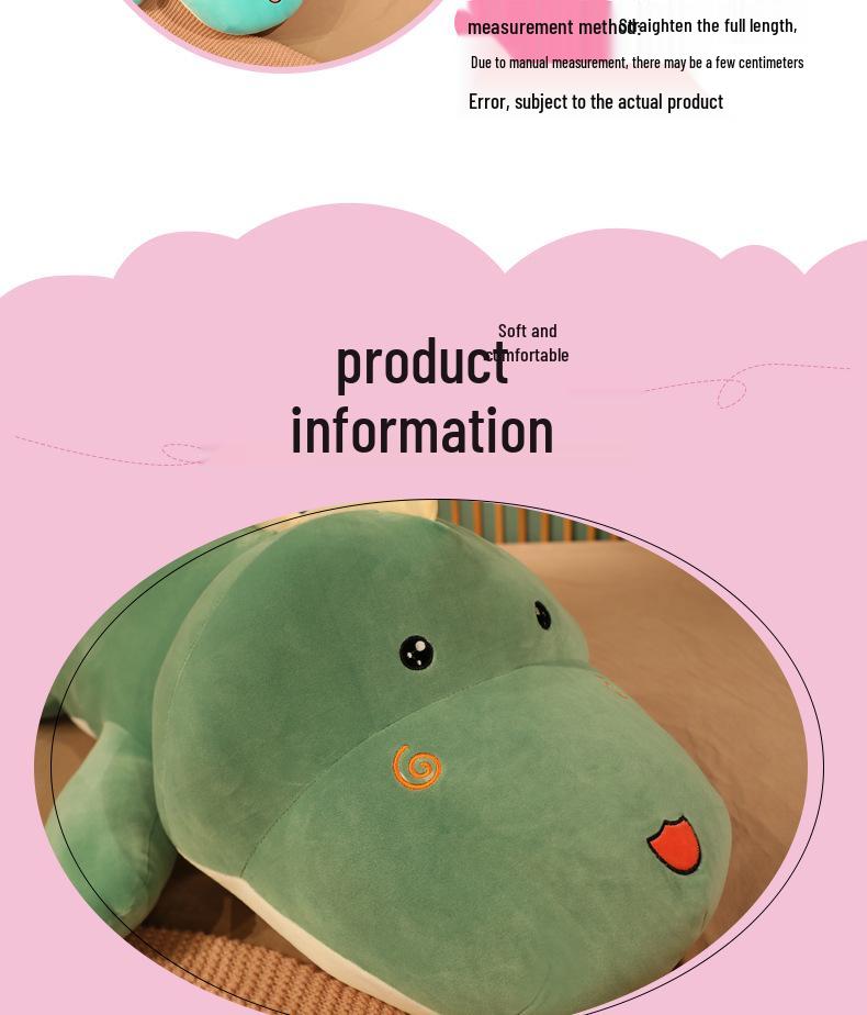 Soft Crocodile & Dinosaur Plush Body Pillow for Girls - Back Cushion & Leg-Clamping Sleeping Doll