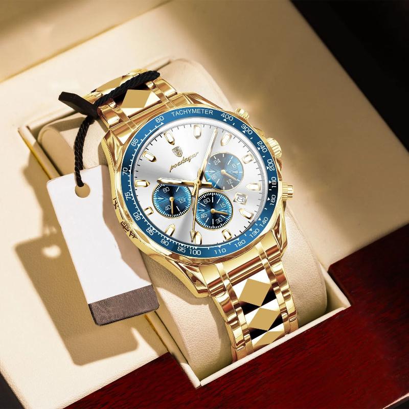 POEDAGAR Роскошные мужские наручные часы Водонепроницаемые светящиеся часы-хронограф для мужчин из нержавеющей стали Мужские кварцевые часы Мужские подарки Reloj Hombre