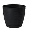 Black plastic flowerpot with saucer 107x10cm