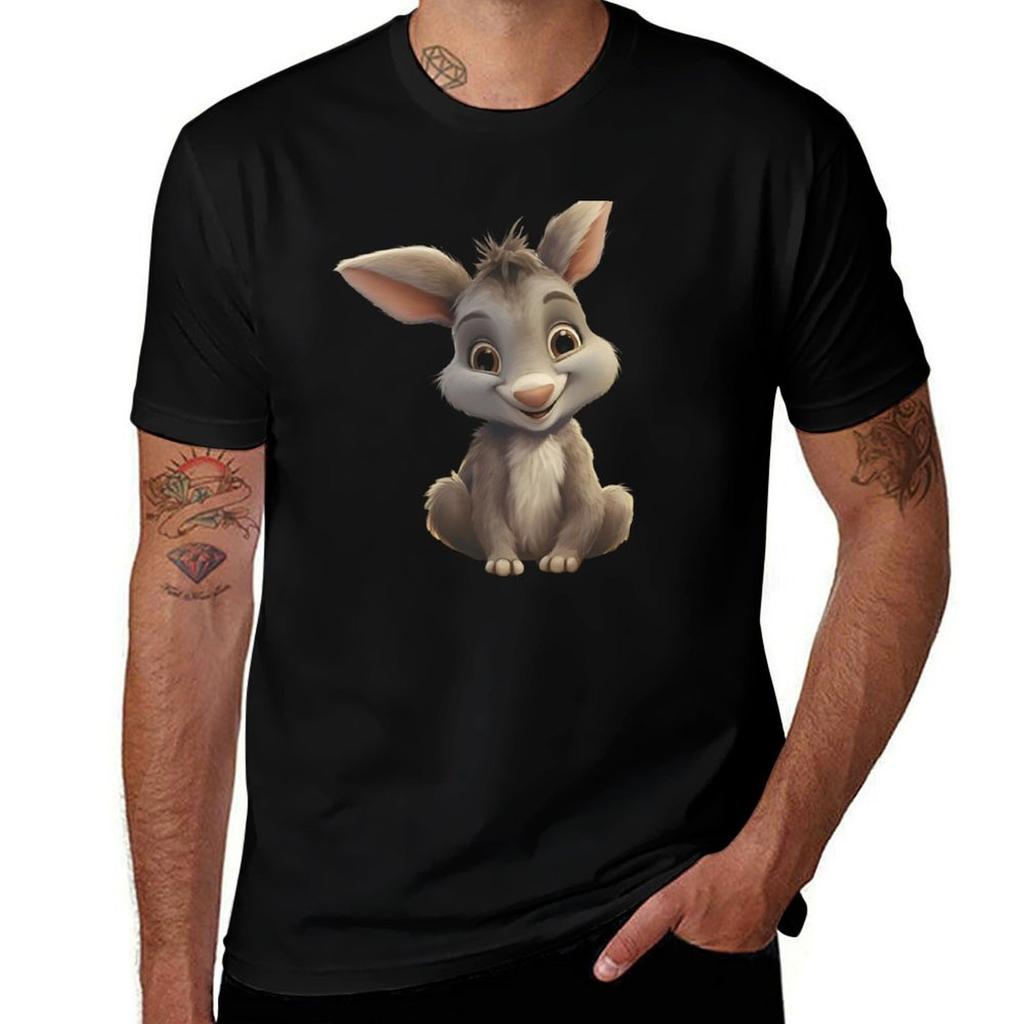 Cute Donkey Sitting Tshirt Minimalist Casual Short Sleeve Top