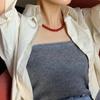 Изысканный красный агат натуральный камень круглые бусины ожерелья для женщин девочек легкая роскошная ключичная цепочка ювелирные изделия аксессуар