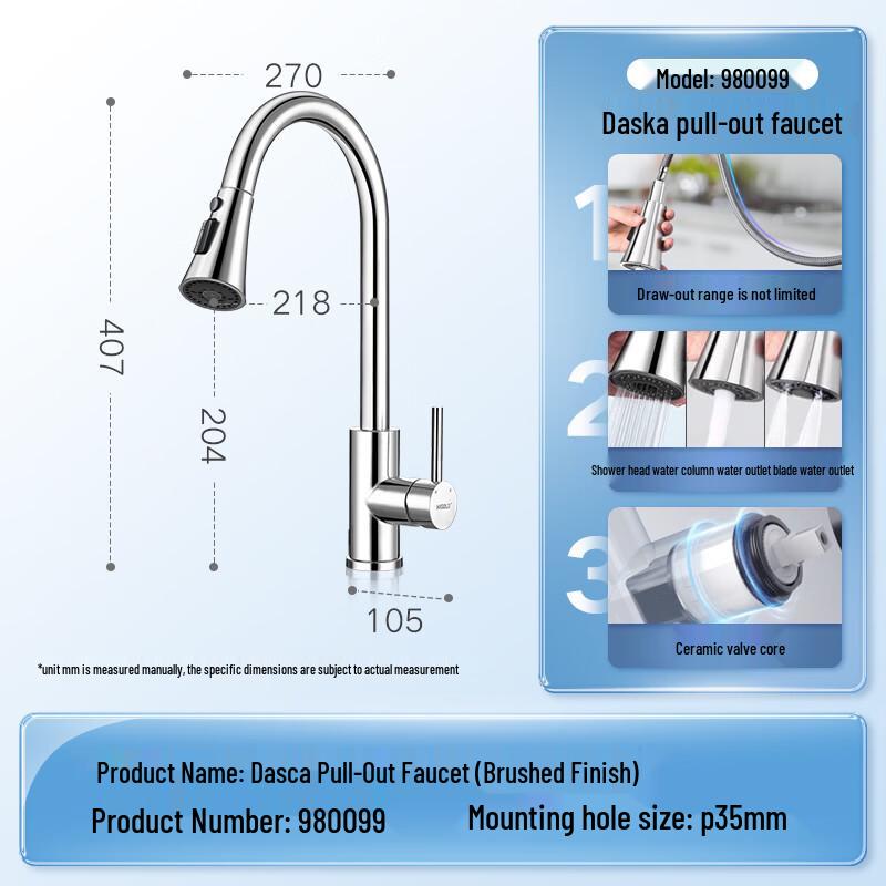 HIGOLD Stainless Steel Pull-Out Kitchen Faucet
