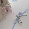 Pearl Plaid Ribbon Bow Key Chain Bag Pendant Phone Pendant Kawaii Balletcore Keychain  Bag Hanging