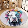 Cartoon Animal Bulldog Print Round Area Rug,Cartoon Animals Washable Circular Carpet Runner - Non Slip Circle Rug Carpet