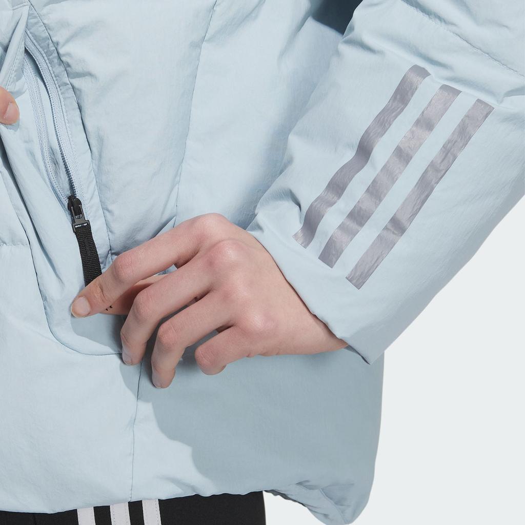 Adidas Повседневный спортивный пуховик с принтом и капюшоном Женская верхняя одежда Голубой IL8937