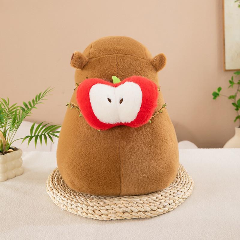 Adorable Capybara Plush Backpack Toy Featuring Colorful Avocado Dragon Fruit And Apple Designs