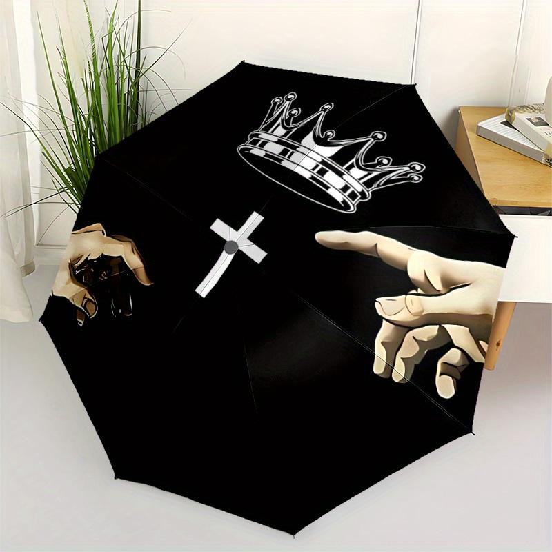 1pc Cross Crown Automatic Open/close Folding Umbrella, Compact Portable Travel Umbrella,Durable Construction yy250814188