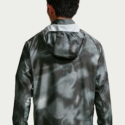 Men's Nike MILER Running Jackets Men's Black/Smoke Gray Hooded Non Detachable Moderate