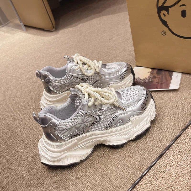 Daddy Shoes Women's 2025 New Summer Breathable Mesh Single Shoes Platform-soled Fried Street Light Running Casual Sports Shoes