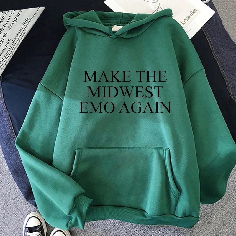 Мужская одежда Midwest Emo Letter Print Hoodies Графические толстовки Moletom Длинные рукава с капюшоном Пуловеры Harajuku Повседневная уличная одежда
