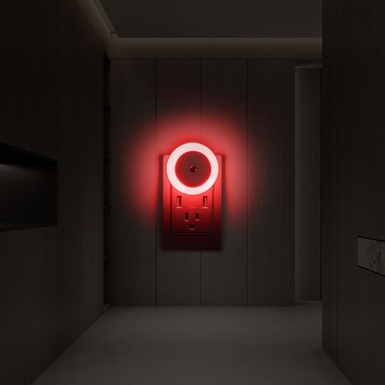 LED Night Lamp Super Bright Auto On/Off Energy Saving Plug And Play Flicker Free Illumination ABS Light Sensor Control Round LED Lamp Home Supplies
