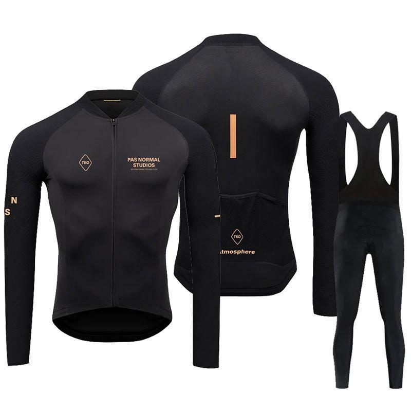Mens Fleece Thermal Cycling Jersey Set Long Sleeve Winter Bike Riding Outfit Road Mountain Biking