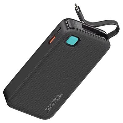 USAMS Пауэрбанк со встроенным выдвижным кабелем USB-C 10000 мАч PD 20 Вт Быстрая зарядка Серия Xy Черный/Black 10Kcd22401(Us-Cd224)