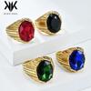 Hot-Selling Men's Stainless Steel & Glass Gem Signet Ring