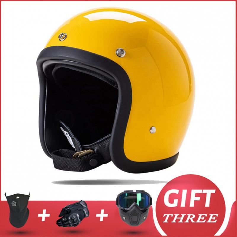 Lightweight Retro Cruiser Motorcycle Helmet Men Women Full Face DOT Approved Vintage Style