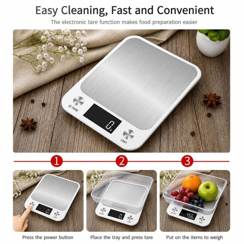 ABS Stainless Steel Top Food Scale LCD Display Baking Scale Digital Kitchen Scale Home Kitchen