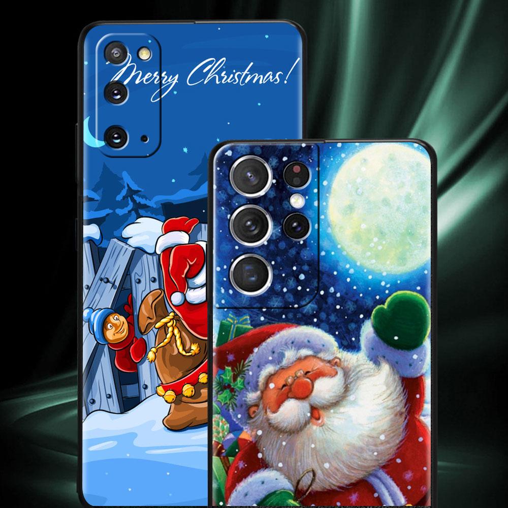 Чехол-бампер для Samsung Galaxy S22 Ultra S21 FE S20 Plus S10 Lite Чехол для телефона S10e S9 S8 S7 Силиконовый чехол Рождественский Санта-Клаус