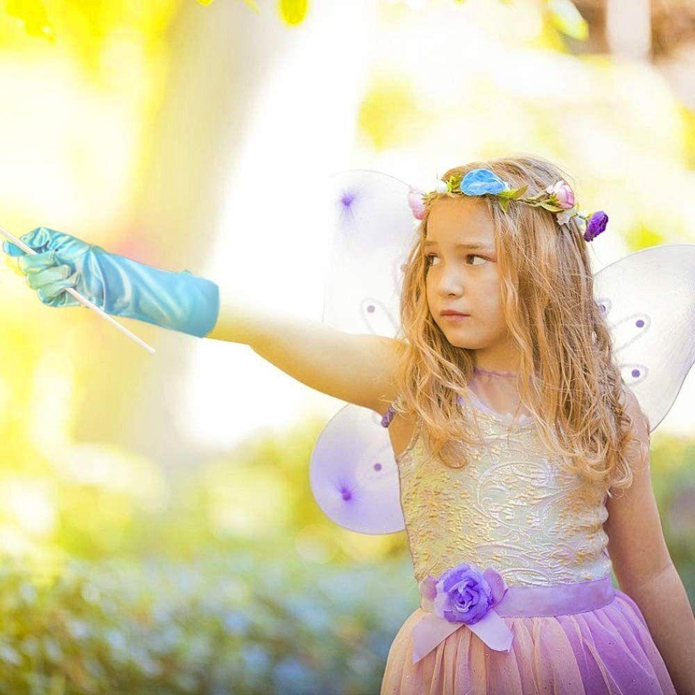 Атласные варежки с пайетками, детские длинные перчатки, сценические перчатки, юбка принцессы, аксессуары