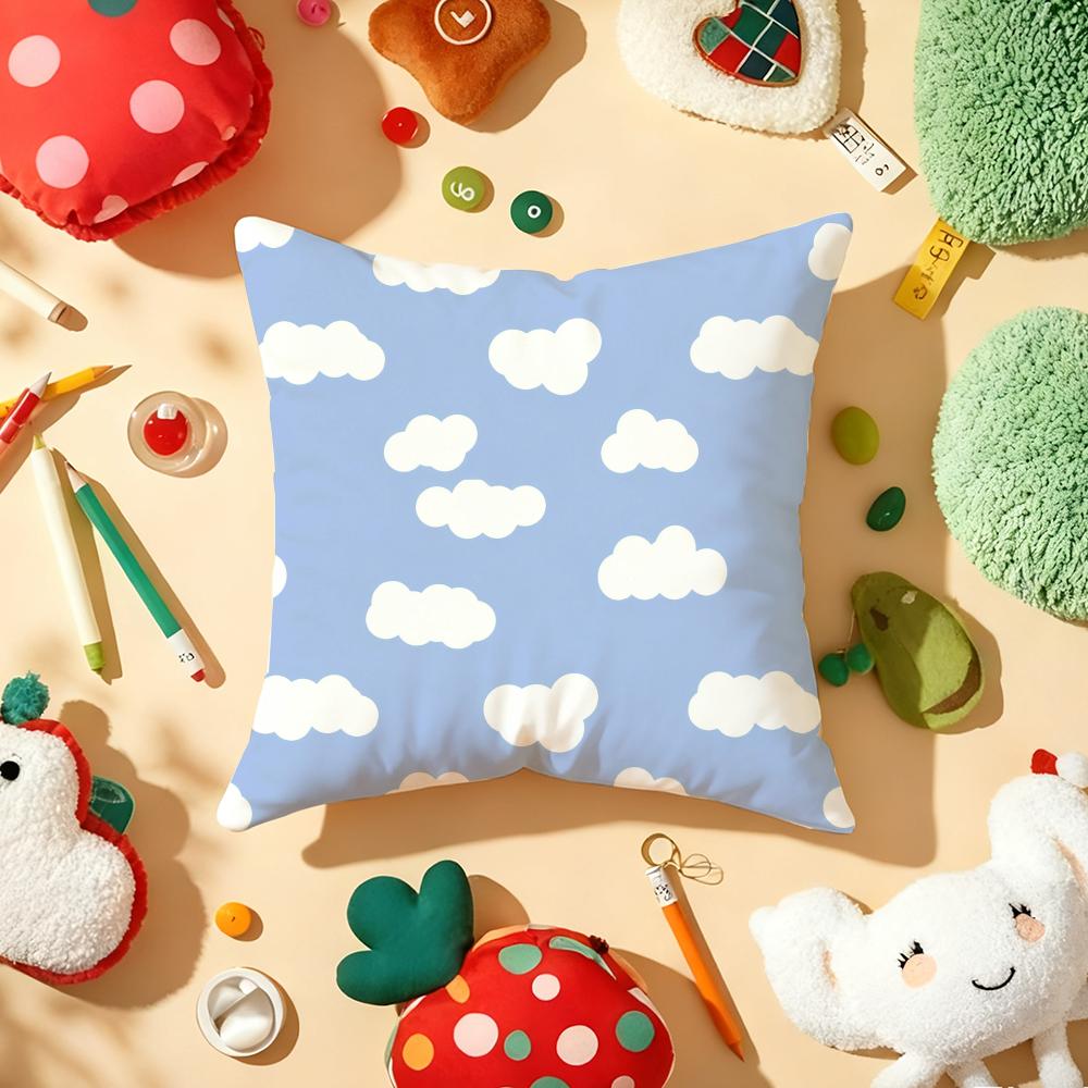 Fashion Clouds Cushion Cover Soft Short Plush DoubleSided Printing Home Decor Machine Washable Pillow Case Gift