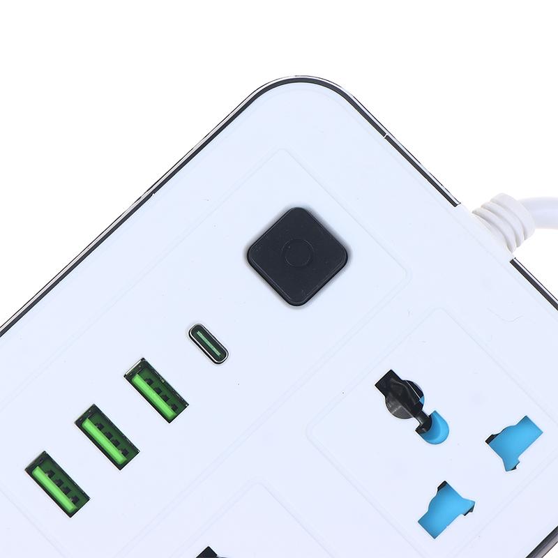 Евровилка США Удлинитель 2/3-контактный 1 порт Type-C 3 порта USB 4 розетки переменного тока 2/3/5 м Зарядный электрический розетка