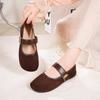 Retro Mary Jane Shoes Women's Summer New Buckle Shallow Mouth Flat Sole Single Shoes Versatile Casual Doudou Shoes