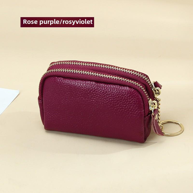 Европейско-американский кошелек для монет из натуральной кожи - Двойная молния, Большая вместимость, Стильный клатч