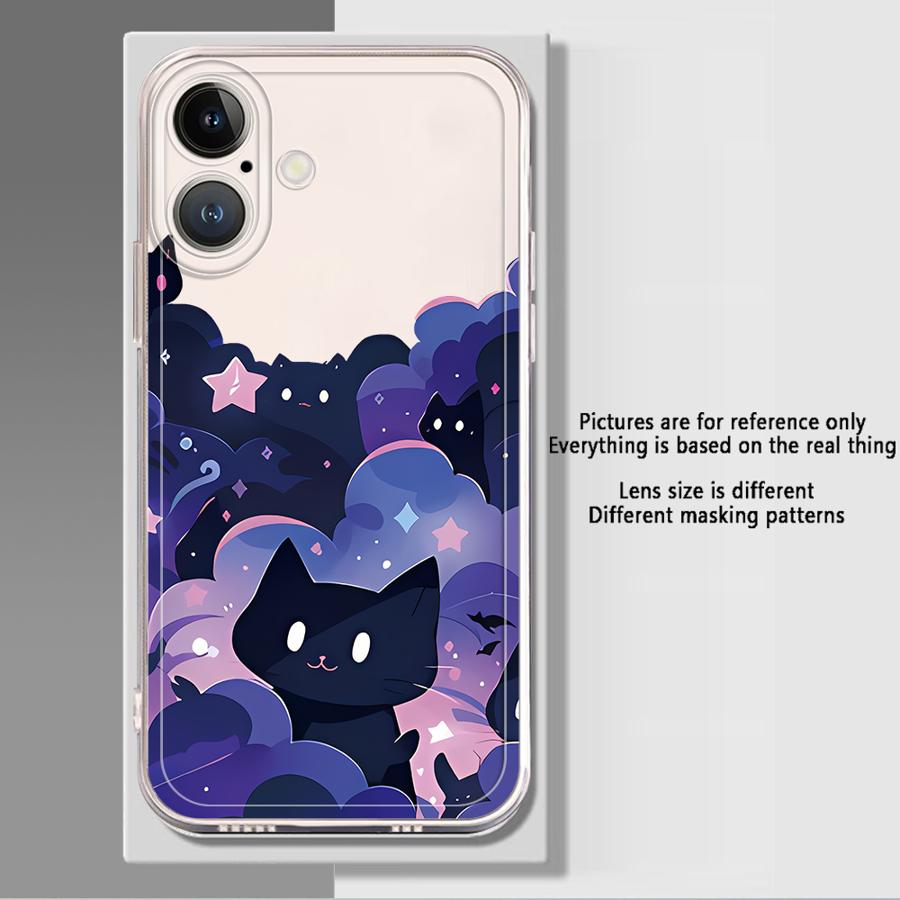 Мультяшный кот Мягкий чехол для телефона для iPhone 17 Pro Max XS Max XR 14 Plus 11 16 15 Air 12 Mini 7 8 13 Pro