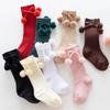New Autumn Winter Kids Socks Baby Boys Girls Cotton Solid Color Stripe Soft Sock Children Knee High Long Socks Christmas Gifts