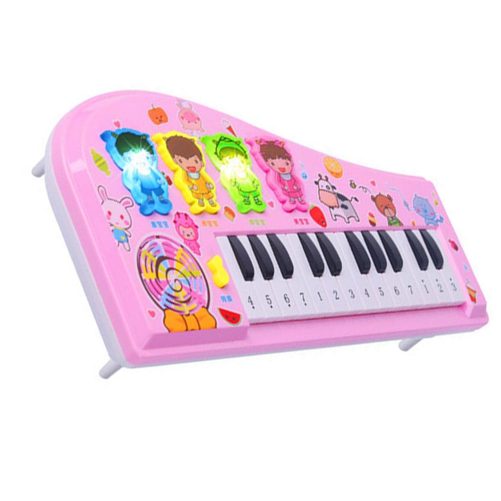 Kids Piano Toy Keyboard Cartoon Multi Function Electronic Instrument for Beginners Pink