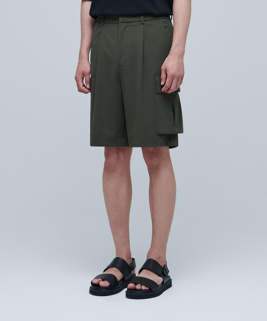 MUSINSA STANDARD Wide Banding Cargo Half Slacks [Dusty Khaki]