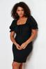 Women's Fashion New Plus Big Size Dress Black A-Line Mini Woven Dress