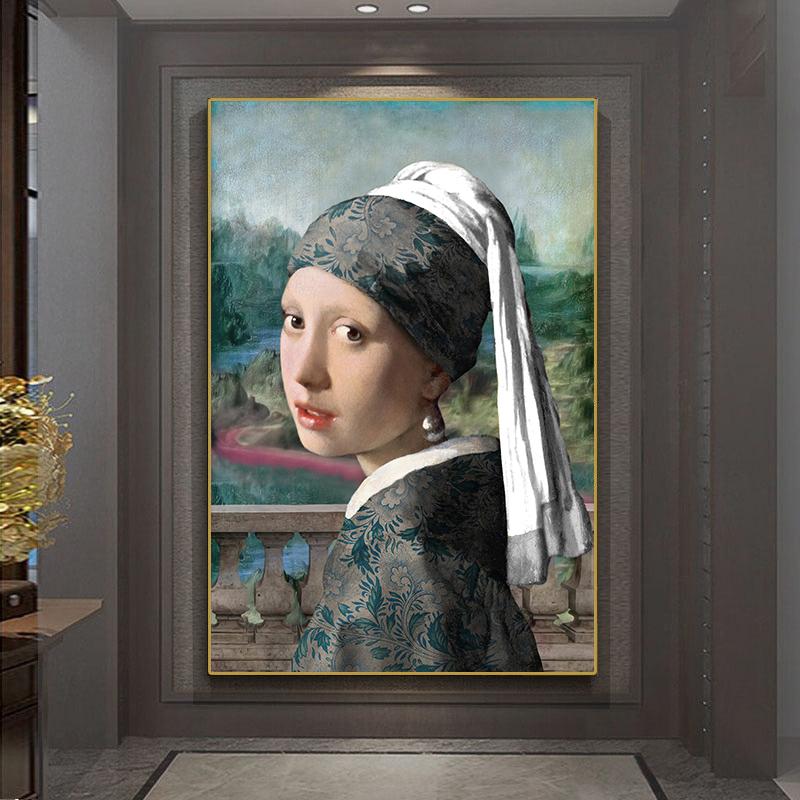 Девушка с жемчужной сережкой Знаменитое искусство Холст Картины Репродукции Девушка Холст Искусство Картины Настенное украшение Без рамы