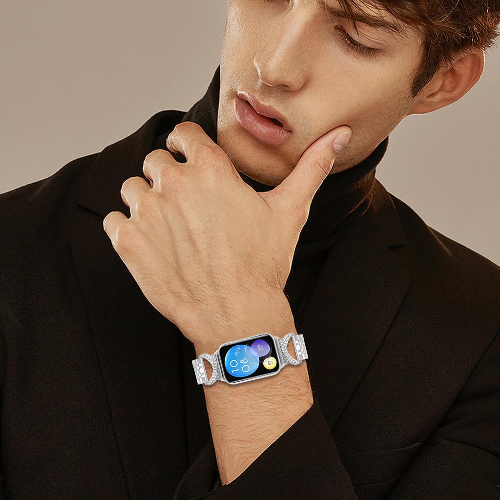 Для Xiaomi Xiaomi Smart Band 9 Pro/8 Pro Ремешок для часов Семь бусин Нержавеющая сталь с Rhinestone Соединитель в стиле Бычий рог