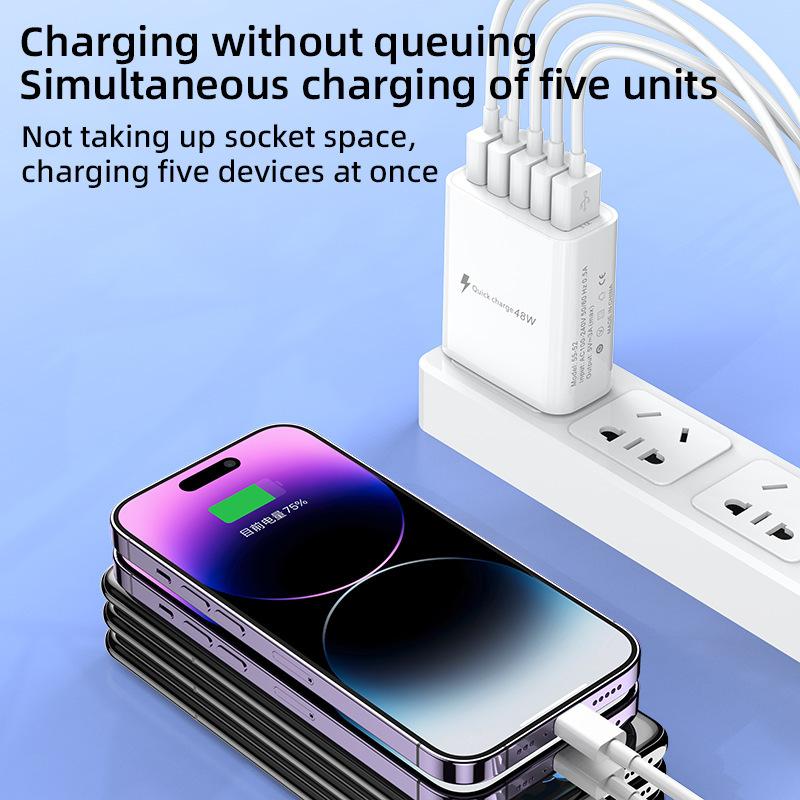 Новая многопортовая зарядная головка европейского, американского и британского стандарта с несколькими USB-портами, зарядная головка 5 В 3 А, зарядное устройство для мобильного телефона с портом 5U
