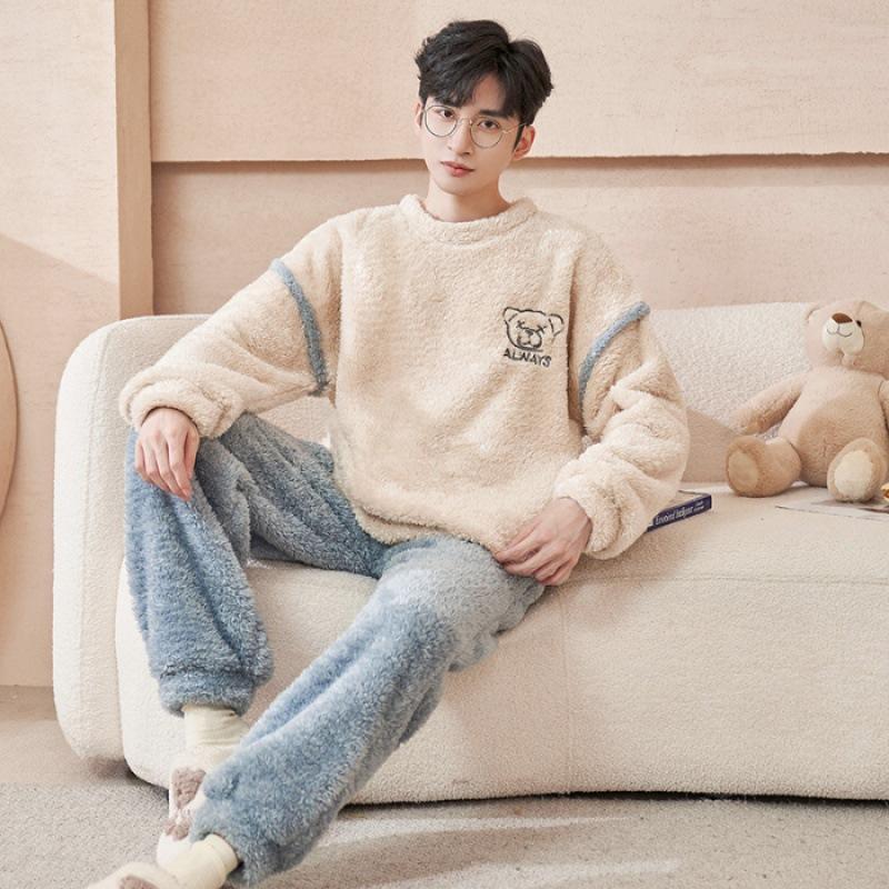 Осень и зима, новый фланелевой комплект с длинными рукавами для любителей мультфильмов, сладкий свободный коралловый бархат, домашняя одежда, пижамы