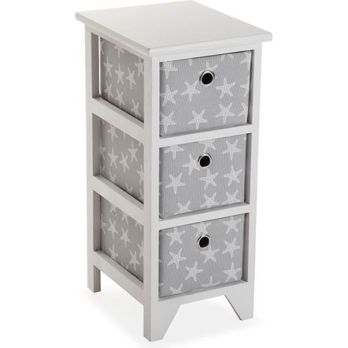Meuble De Salle De Bain - VERSA - Starfish - Bois - Gris - 58 X 29 X 23 Cm