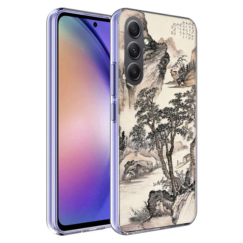 Чехол для телефона в китайском стиле, арт, тушь, для Samsung A17 A37 A57 A07 A16 A26 A36 A56 A06 A02S A12 A22 A32 A52S A04S A14 A24 A34