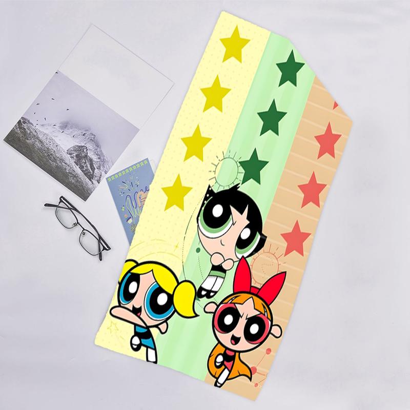 1pc Powerpuff6 Beach Towel, Beach and Seaside Swimming Pool Equipment, Fashion Pattern, Rectangular, Travel Essentials