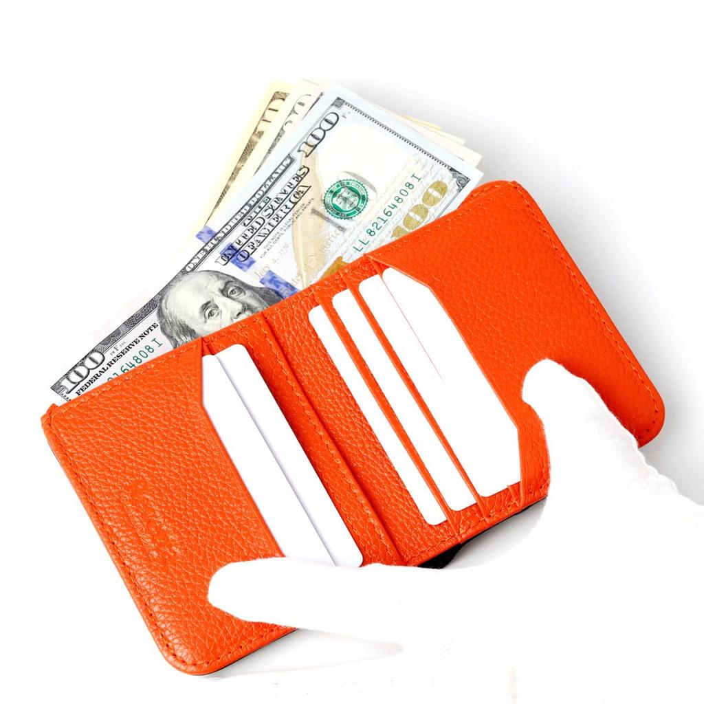 Кошелек-бифолд из кожи ската Levetta, Галюшат, Скат, Черный, Оранжевый, Черный, С текстурой икры, Мужской, Натуральная кожа [253stw-2]