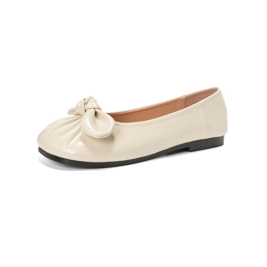 Weiwei Girl 993-11 Bow Ballet Single Shoes Women's Shallow Mouth Flat-bottomed French Silver One-pedal Beanie Shoes