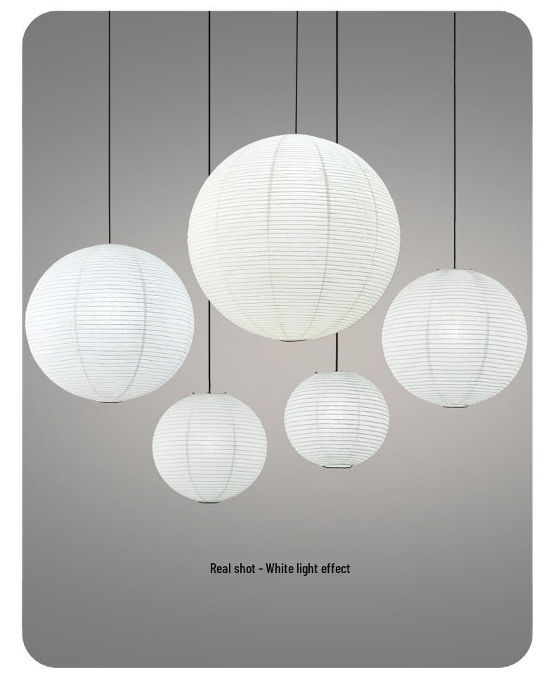 Isamu Noguchi Round Paper Lantern: Vintage Japanese Style Pendant Light for Bedroom, Hotel, Guesthouse, or Bar.